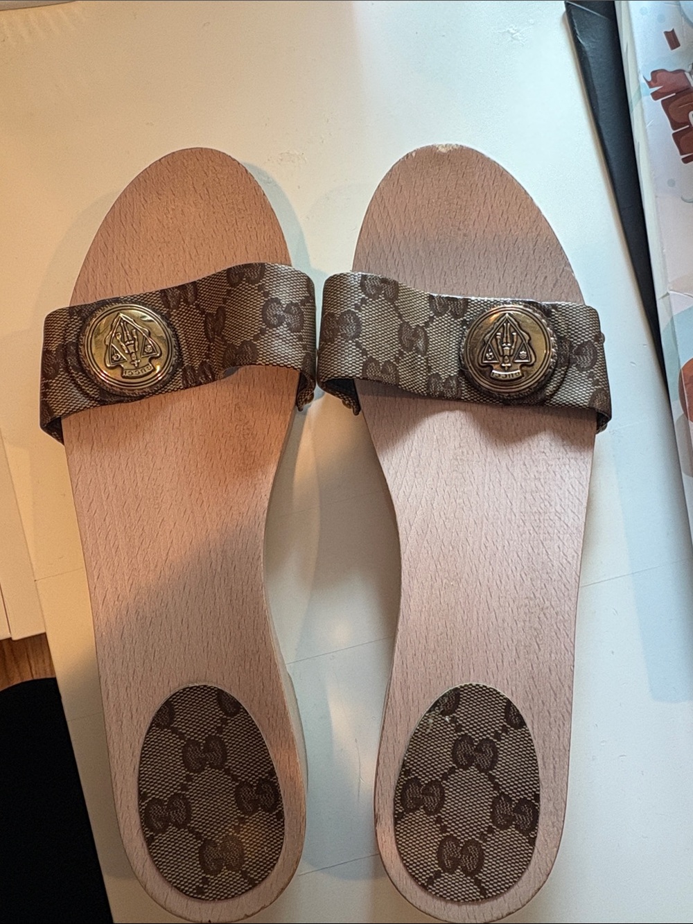 Brown Patterned Womens Slide Sandals